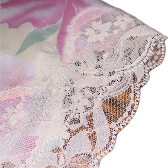 Vintage Victoria's Secret Gold Label Floral Satin Lace Romper Lingerie Suit L - Picture 2 of 9